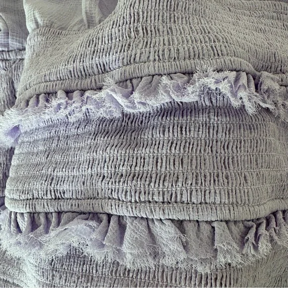 Free People Lolita Top Lavender‎ Purple Sheer Long Sleeve Ruffle Smocked Medium - Picture 10 of 11